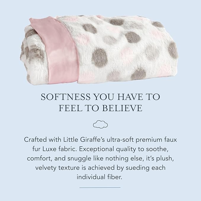 Little Giraffe Luxe Baby Blanket – 29x35” Satin Trim, Dot Pink | Ultra-Soft, Hypoallergenic Stroller & Nursery Blanket | Perfect for Newborns & Toddlers