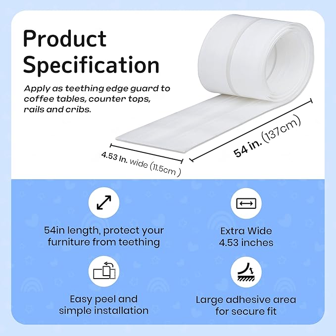 Crib Rail Covers for Teething Furniture Edge Protector for Baby - Plastic Crib Protector from Chewing - CPC Certified, CPSC Tested, LFGB Food Grade - Silicone Like TPE - Patent Pending