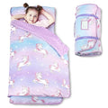 Toddler Nap Mat with Pillow and Minky Blanket, Large 55"x35" Sleeping Bag, Washable, Lightweight, Easy to Roll, Perfect for Preschool, Daycare, Kindergarten, Travel, Boys and Girls