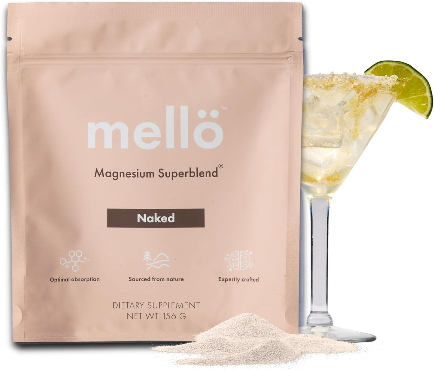 mellö Magnesium Supplement Superblend Powder - Magnesium Glycinate with L-Theanine, GABA, and 70 Trace Minerals - Supports Sleep, Relaxation, Balanced Energy - Unflavored, 30 Servings