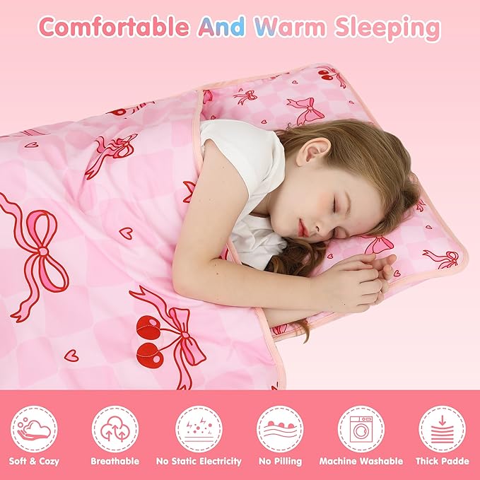 Viviland Toddler Kid Nap Mat for Preschool, Slumber Bag with Pillow and Blanket, Daycare Sleeping Bag Kindergarten Sleep Mat