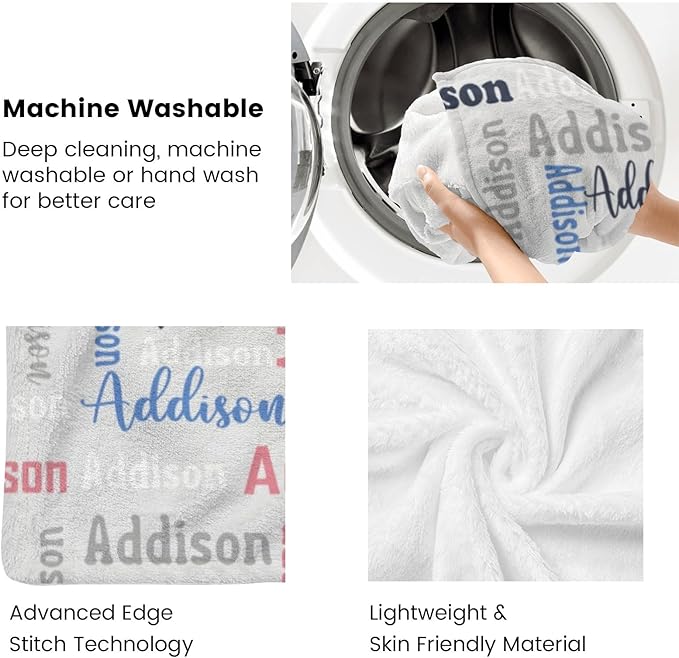 Dr.TOUGH Name Blanket Personalized Blanket for Adult Kids Flannel Customized Personalized Blankets and Throws