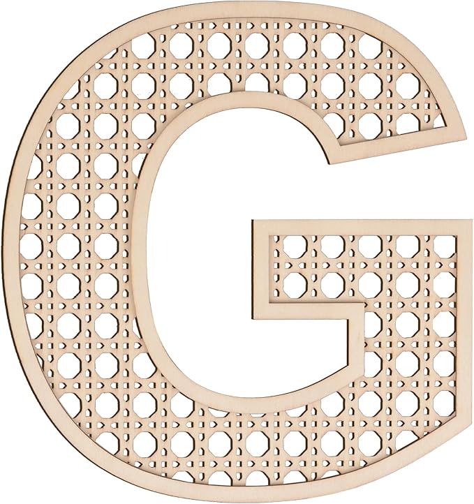 Large Boho Wooden Rattan Letters 12 inch for Nursery Decor Wood Letter G Wall Decors for Baby Girl Boy Bedroom Home Rustic Name Sign Birthday Wedding Decorative Letters