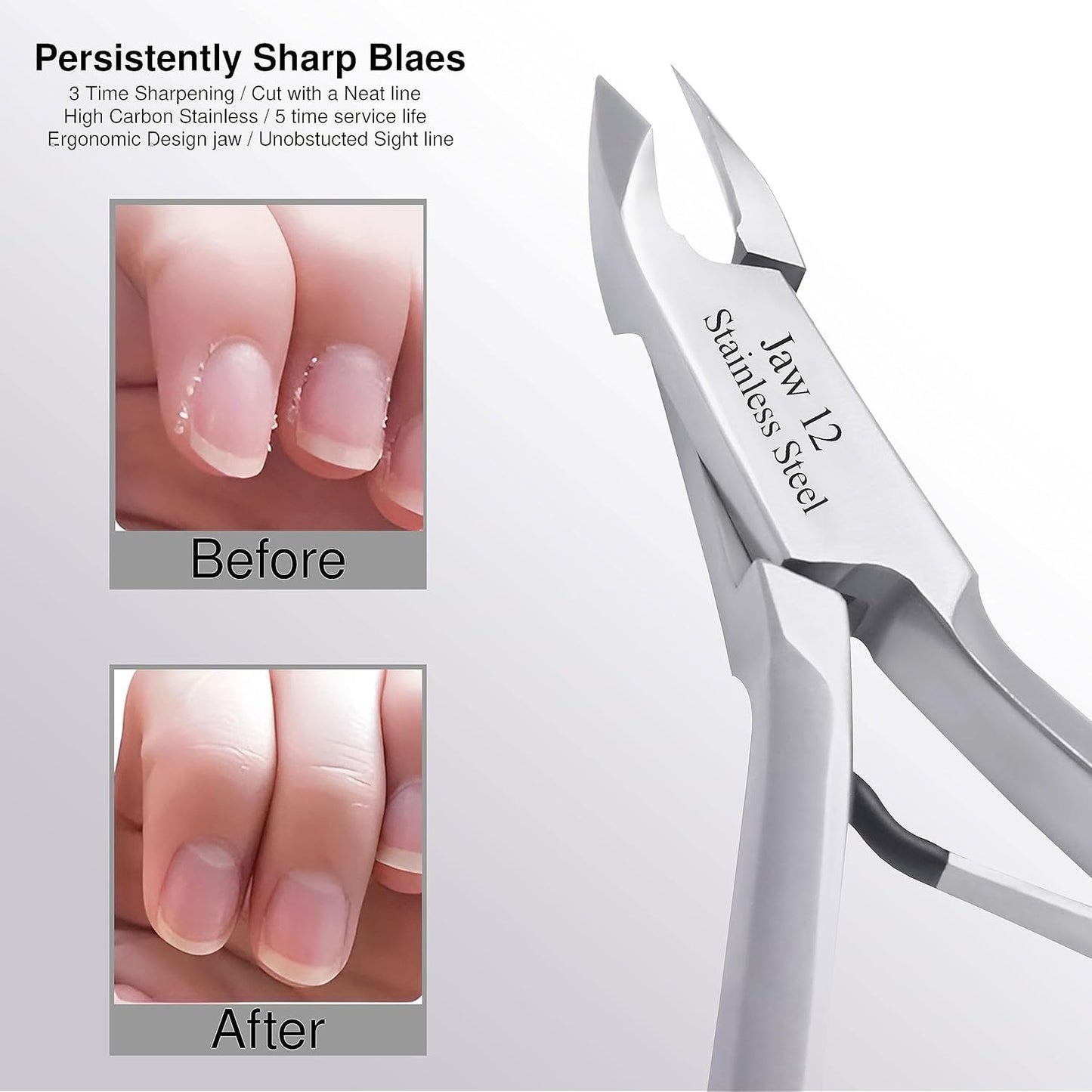 UM Supplies Cuticle Trimmer | Hangnail Remover | Extremely Sharp | Professional Cuticle Nippers | Stainless Steel | Cuticle clippers | Pedicure Manicure Tool I Jaw12 (4mm)
