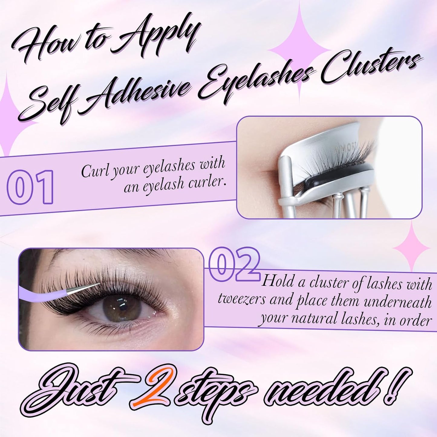 Self Adhesive Cluster Lashes Natural No Glue Eyelash Clusters Self Adhesive Individual Lashes with Clear Strips 10-16MM Wispy DIY Eyelash Extensions by ZANLUFLY