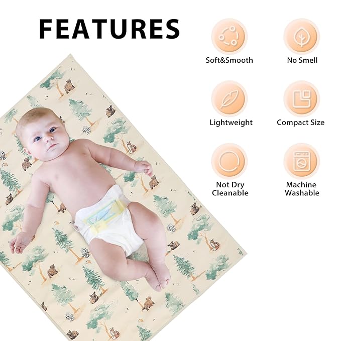 Vegan Leather Baby Changing Mat - Wipeable Portable Changing Pad, Foldable Travel Changing Mat for Baby, Newborns Toddlers Shower Gifts (Forest,20"*28")