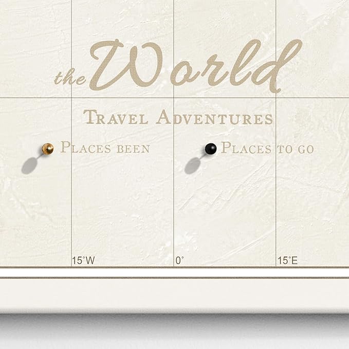 Canvas World Map with Cork Pin Board - English Lettering - Decorative Wall Decoration for All Rooms - Canvas Pictures with World Map Motif (150x100 cm, Pattern 8)