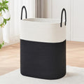 Laundry Basket with Handles - Blanket Basket & Hampers for Bedroom Aesthetic, Laundry Hamper & Blanket Storage for Living Room, Clothes Hamper, Tall, Large 17" x 14" x 25”, White & Black
