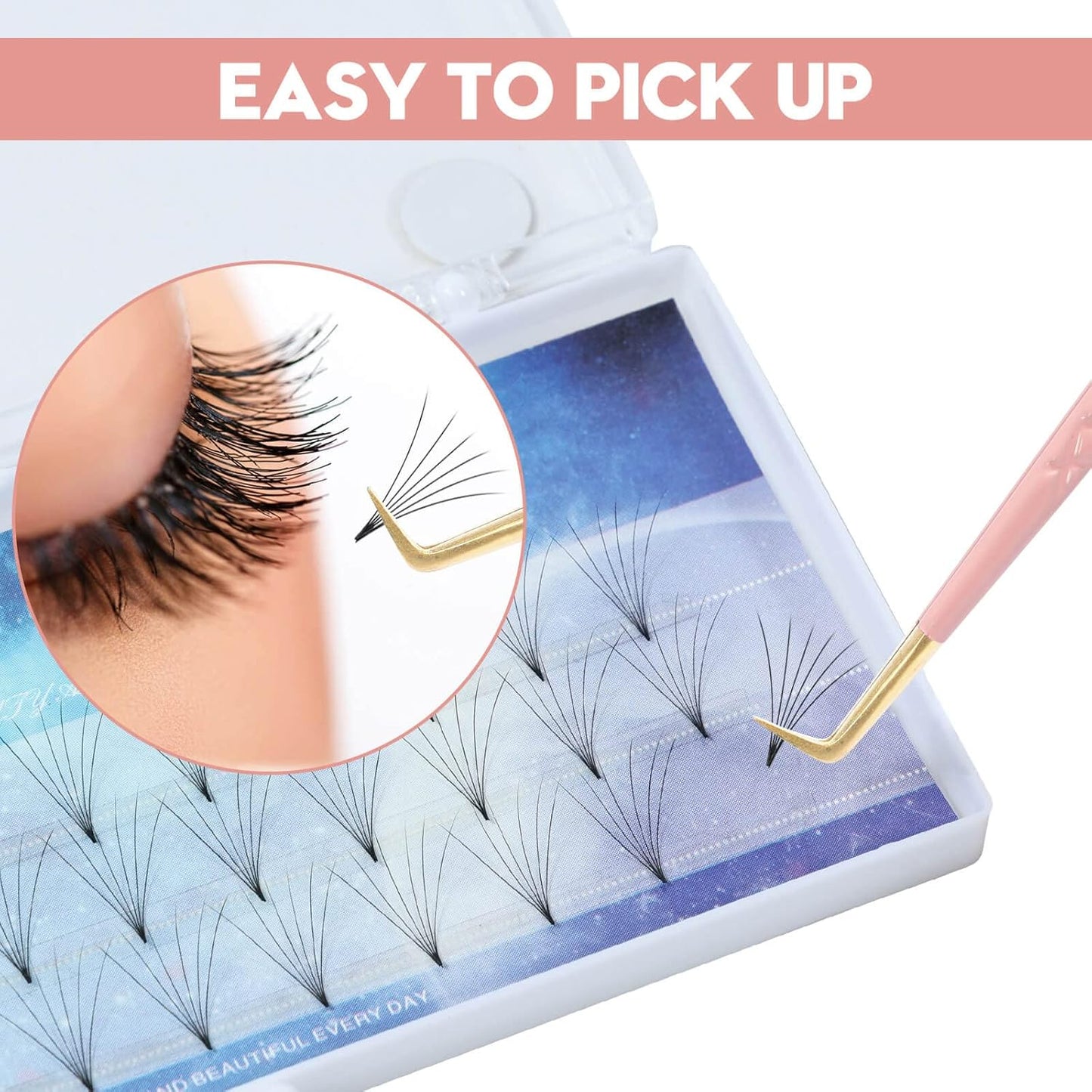 Ms.Queen Lash Extension Tweezers,Diamond Grip 90 Degree False Lashes Tweezers 3D 6D Mink Eyelash Make Fans