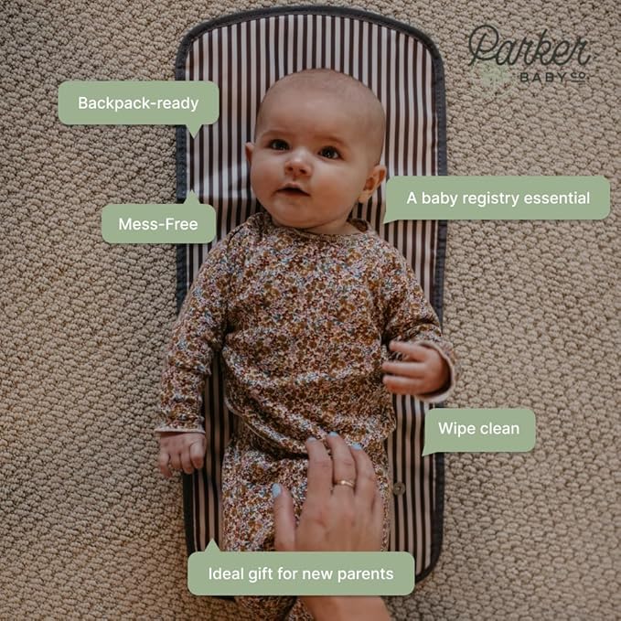 Parker Baby Portable Changing Pad for Diapers | Large & Travel-Friendly Baby Diapers Changing Pad | Leak Free & Washable | Foldable Diaper Mat for Nursery | Padded for Extra Comfort | For All Surfaces