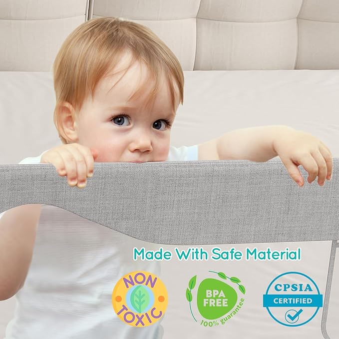 Queen Size Toddler Bed Rail: 3-Side Protection Bedrail for Queen Bed - Extral Tall Adjustable Child Safety Side Railing Guards for Infants Kids Child(78.7x78.7x59”)