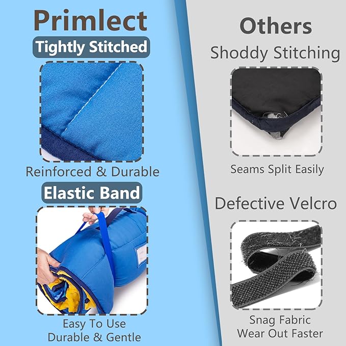 Primlect Toddler Nap Mat with Removable Pillow and Fleece Blanket, Extra Large 55''x35'' Sleeping Bag, Washable, Light, Easy to Roll up, Perfect for Daycare, Preschool, Kindergarten, Travel