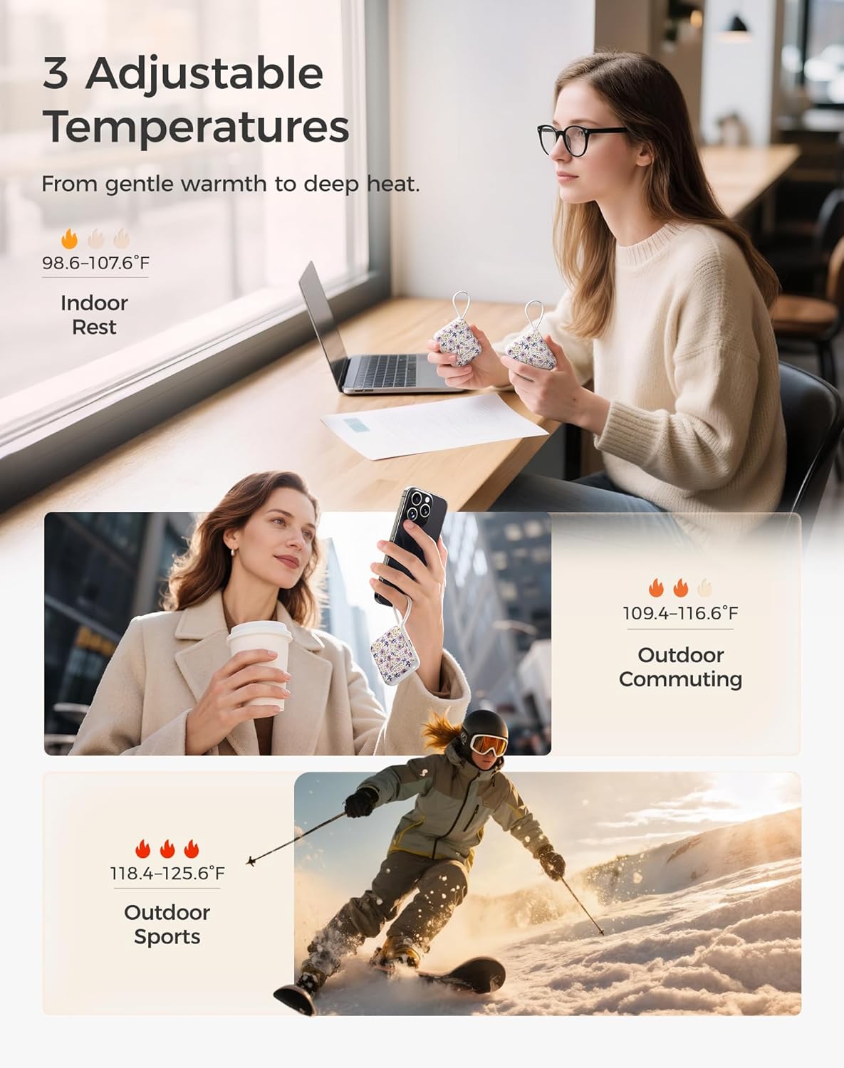 OCOOPA Hand Warmers Rechargeable, Smart Temp Control 7H*2 Long Safe Heat, Ultra Slim, Pocket-Size Design That Fits Gloves, Gifts for Women, Outdoor, Office, Commute (UT5 Nano)