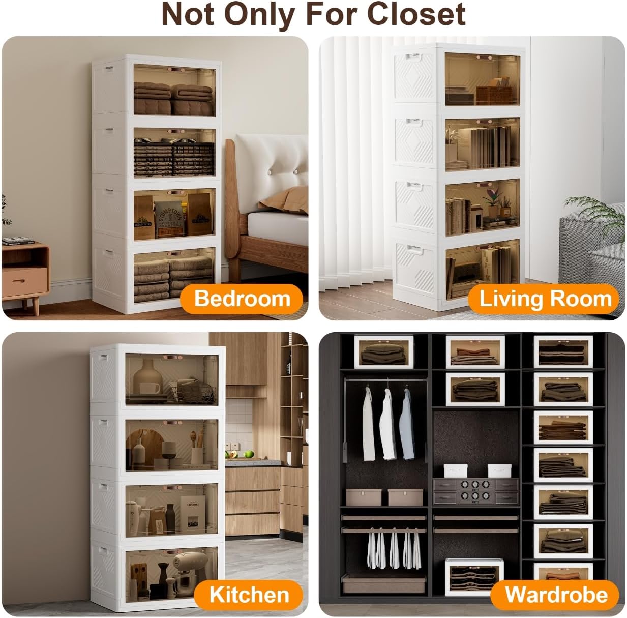 JOYMOOP 198 Qt Stackable Storage Bins with Lids, Closet Organizers and Plastic Storage Drawers for Home, 3 Pack Cubes