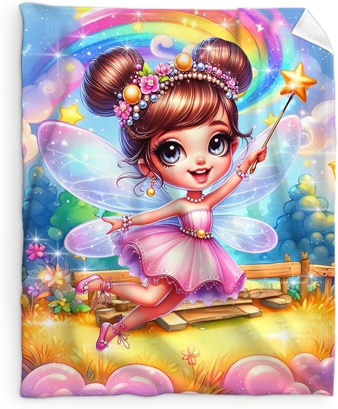 Blanket for Girls, Fairy Throw Blankets Gift for Toddler Kids Daughter 40x50 Inches Soft Cozy Cute Throw for Sofa Couch Living Room Bed Trip