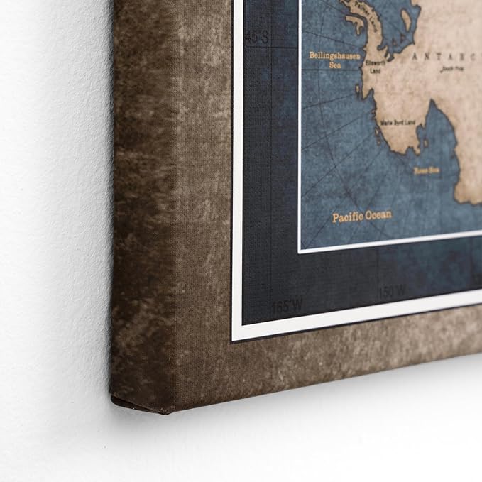 Canvas World Map with Cork Pin Board - English Lettering - Decorative Wall Decoration for All Rooms - Canvas Pictures with World Map Motif (70x50 cm, Pattern 13)