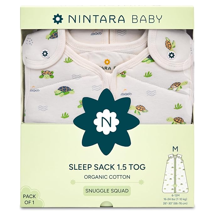 1.5 TOG Sleep Sack - Premium Organic Cotton, Soft, Breathable, Wearable Blanket for Newborns, Infants & Toddlers (6-12 Months), Unisex Baby Sleeping Bag, Gifts for Babies
