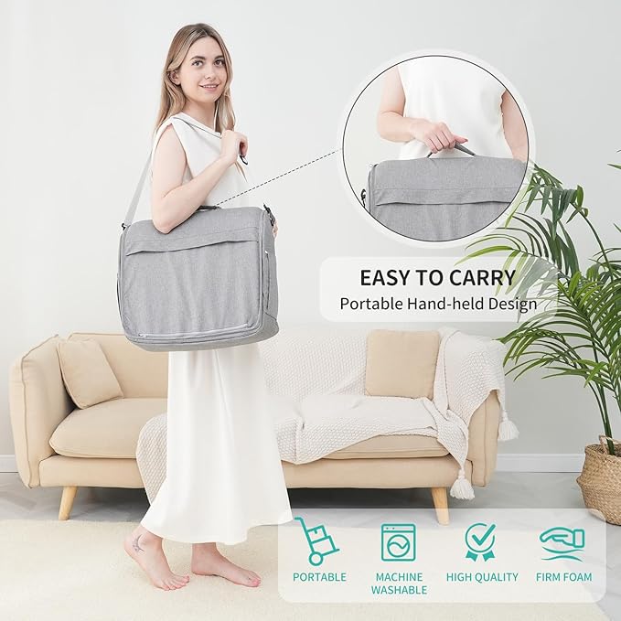 Portable Baby Diaper Changing Pad Foam Contoured Changing Table Pad with Soft Non-Slip Cover and Headrest Waterproof Diaper Bag for Dresser, Changing Table Topper Travel Outdoor