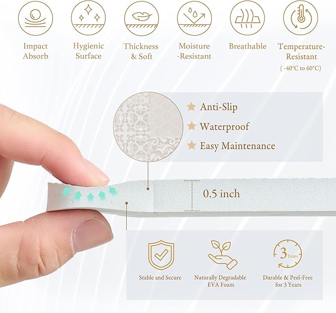 PopsyKosy Premium Baby Floor Play Mat - Thick & Cushioned 0.5 inch Playroom Foam Mat, Non-Toxic Odorless - 6 Tiles - Spacious 6x4 ft. - Stylish & Large, Waterproof for Kids & Toddlers - Totem Beige