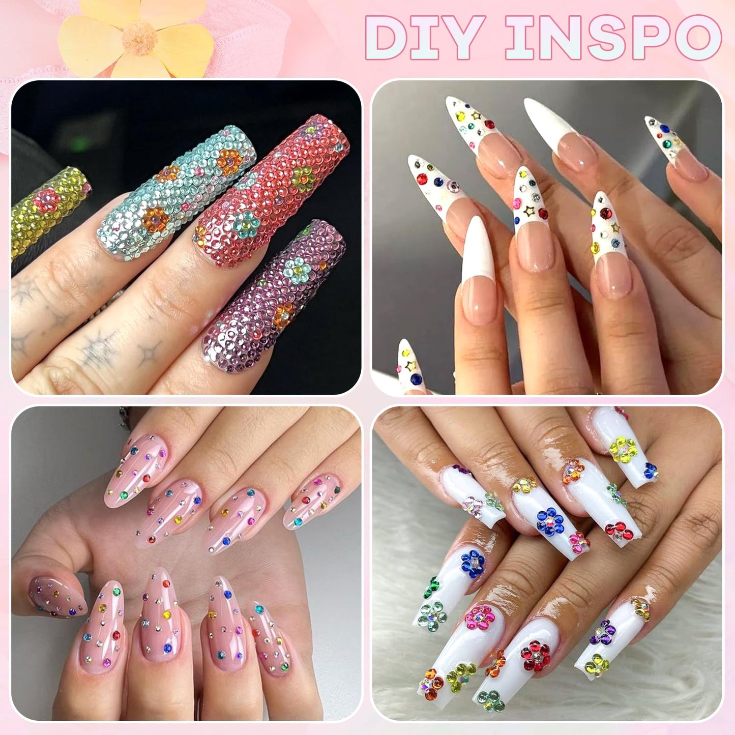 10000Pcs Small Resin Rhinestones for Nail Art with 15ML Nails Rhinestone Glue, Colorful 2/3MM Flatback Bedazzling Gems, Nail Rhinestones and Gems Crystals Charms for Acrylic Tips Manicure Decor