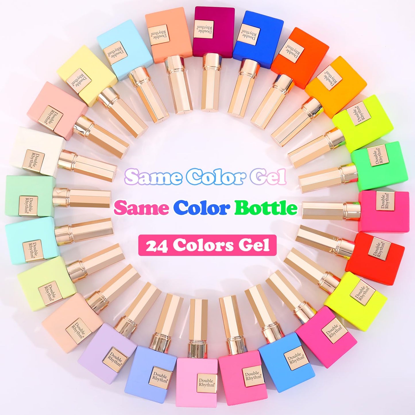 Double Rhythm 28Pcs 0.5Oz Gel Nail Polish Set Same Color Same Bottle Soak Off Gel Polish Kit Nail Art Manicure Salon DIY at Home for Women (Candy Neon Collection-T24-6)