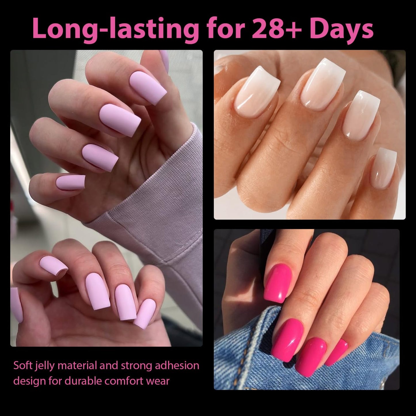 UNA GELLA Nail Tips Square: 504PCS Short Square Nail Tips Pre Etched Gel Fake Nails Tips, No C Curve For Women DIY Nail Extension French Style Salon Home Full Cover Soft Acrylic False Tips 12 Sizes