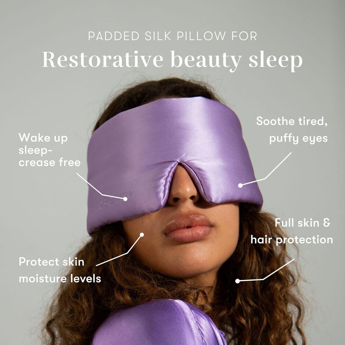 DROWSY Silk Sleep Mask. Face-Hugging, Padded Silk Cocoon for Luxury Sleep in Total Darkness. (Lavender Haze)