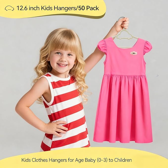 GoodtoU Kids Velvet Hangers, 50 Pack Baby Hangers for Closet Toddler Hanger Infant Clothes for Organization & Children's Storage (12.6 x 8.26 inch, Car)