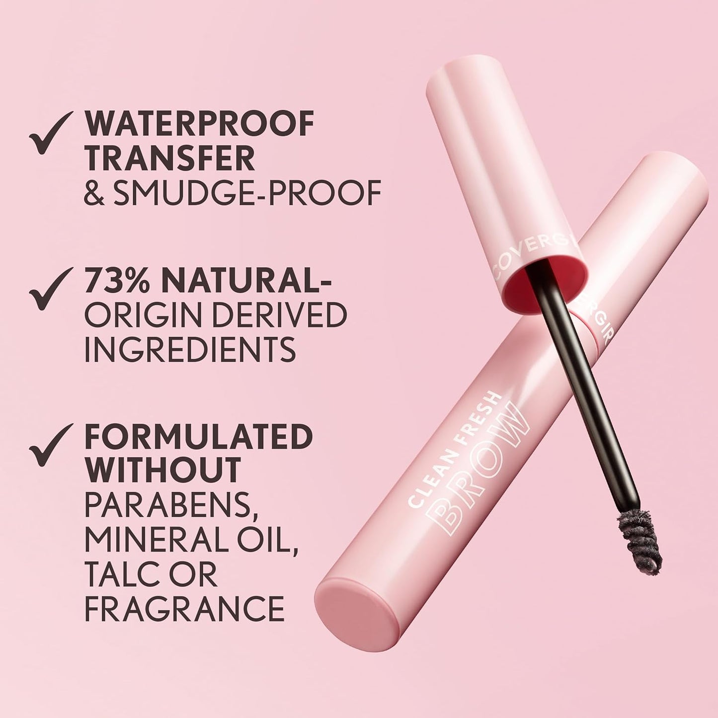 Covergirl Clean Fresh Brow Enhancer, 100 Clear, Gel Wax, Flexible Hold, Non-Sticky, Non-Crunchy, All-Day Wear, Vegan Formula, 0.19oz