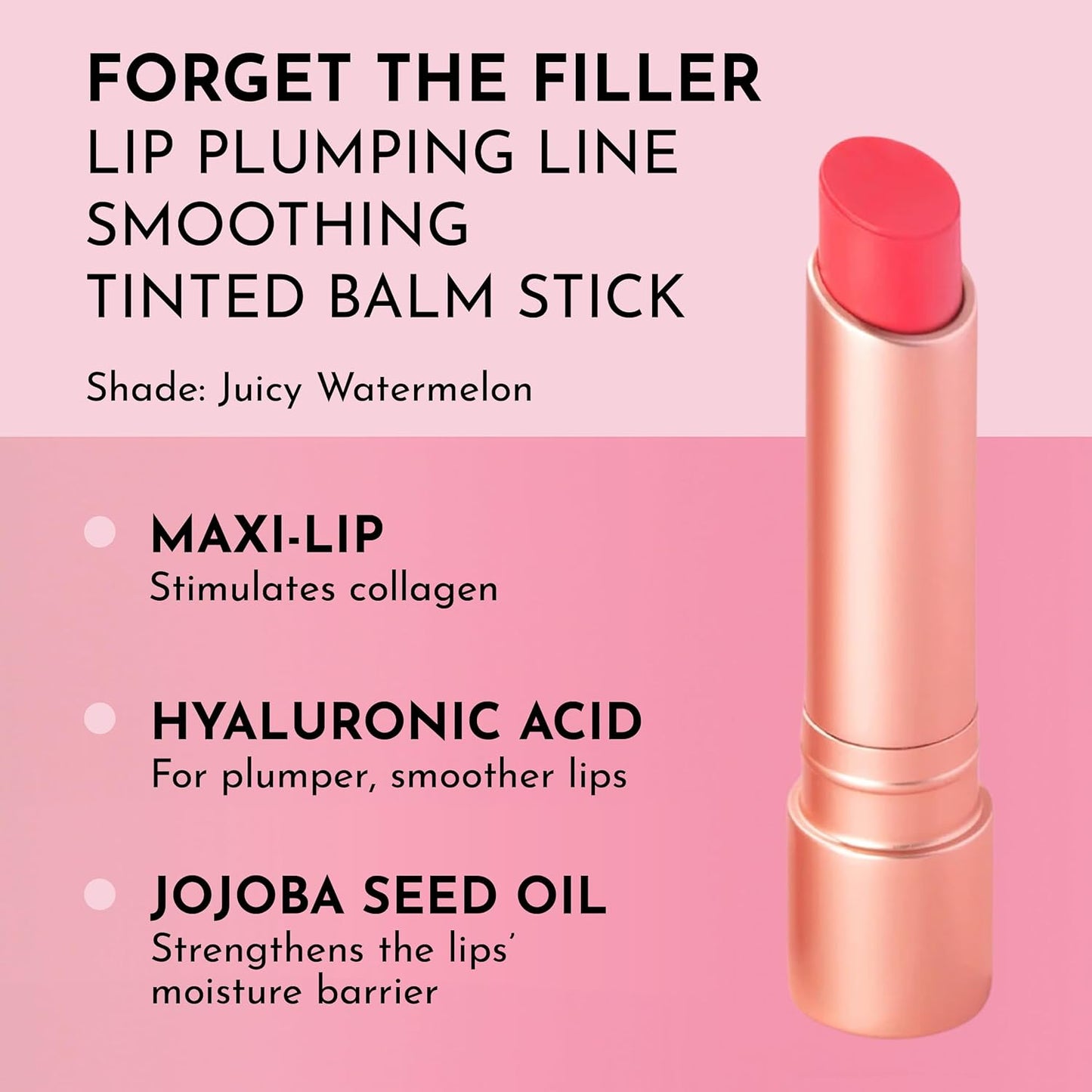 LAWLESS Forget the Filler Lip Plumping Line Smoothing Tinted Balm, Juicy Watermelon, Pink, 0.1 Ounce / 2.9 ml