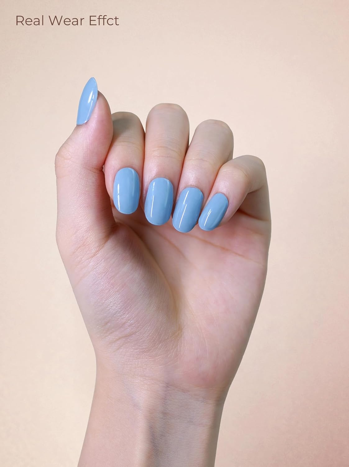 Pre Cured Gel Nail Strips - 44PCS Salon Quality Gel Nail Stickers - Long Lasting Polish Wraps for Women no UV Light Needed Easy Apply& Remove (Moss Blue)