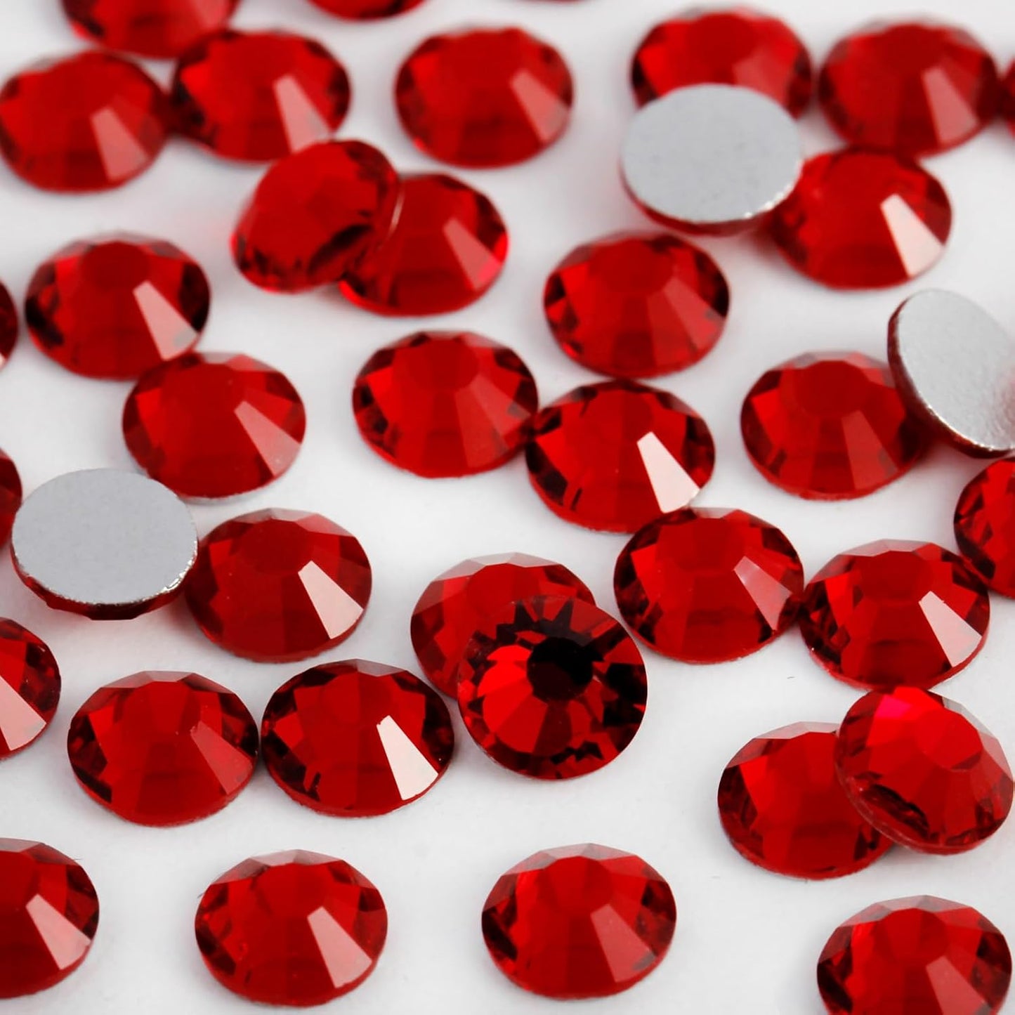 5000PCS SS6 Flatback Rhinestones | 12-Facet Diamond-Cut Glass Gems for Nail Art, Clothing, DIY Crafts |Glue-On Decoration Stones with Silver Backing(Siam)