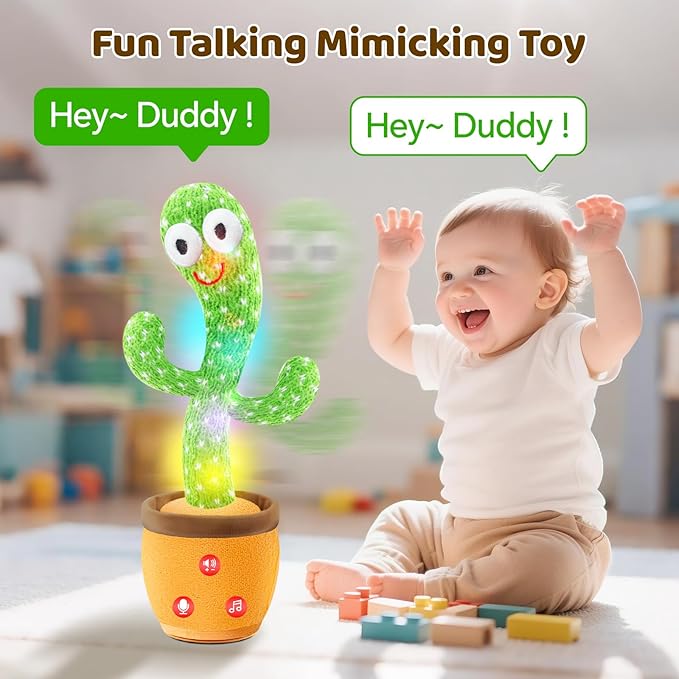 Cactus Baby Toy Talking Dancing Singing Adjustable Volume, Baby Girl for 1 Year Old, Infant Toys for 0-6 6-12 Months Stocking Stuffers