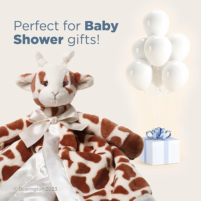 Bearington Baby Patches Snuggler - 15 Inch Giraffe Plush Stuffed Animal Security Blanket Lovey for Babies - Security Patch Plush Blanket