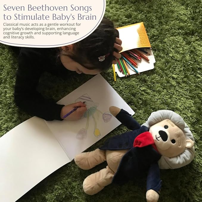 Ludwig Van Beethoven Virtuoso Bear – Plays 40 Mins of Classical Music, Educational & Soothing Musical Teddy Bear for Babies & Toddlers, Ideal