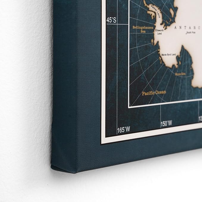 Canvas World Map with Cork Pin Board - English Lettering - Decorative Wall Decoration for All Rooms - Canvas Pictures with World Map Motif (150x100 cm, Pattern 19)