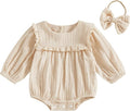 2pcs Infant Baby Girls Romper Dress Headband Long Sleeve Clothing Flowers Newborn Boho Girl Outfit Jumpsuit Clothes
