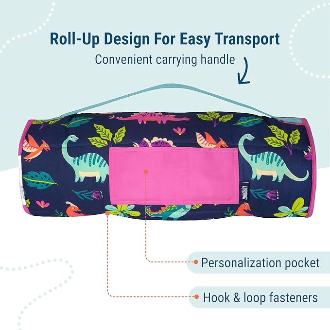 Wildkin 43-inch Kids Nap Mat – Soft Microfiber Toddler Sleeping Mat with Pillow