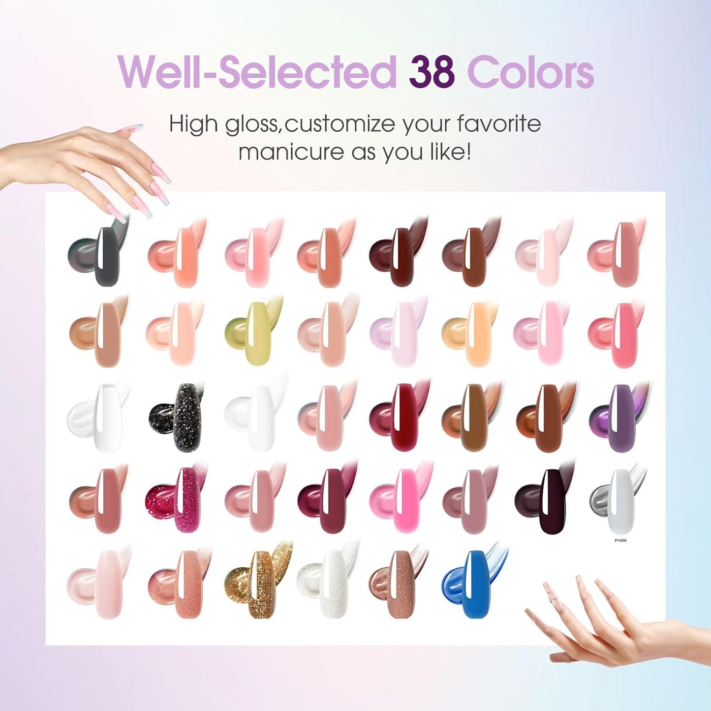 ROSALIND Poly Nail Gel Kit -38 Classic Colors +72 Nail Art Accessories kit Clear Nude Poly Nails Gel Kit Starter Kit with Mini UV Lamp Slip Solution Basic Tools for Beginners with Everything