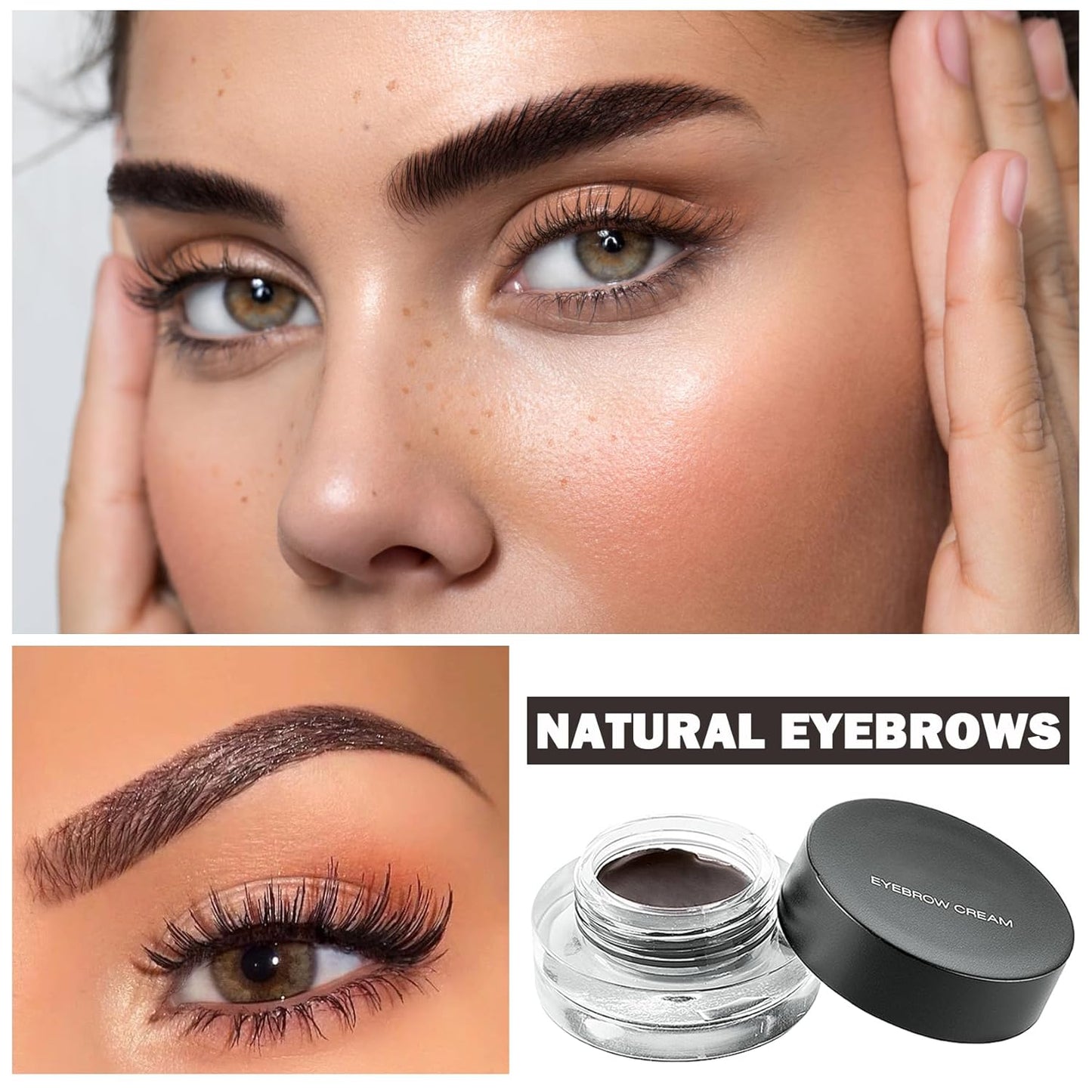 Eyebrow Pomade Cream,Brow Pomade Gel Naturally Long Lasting Waterproof,Delicate and Smooth Eye Brow Makeup Cosmetics with Eyebrow Brush - Walnut