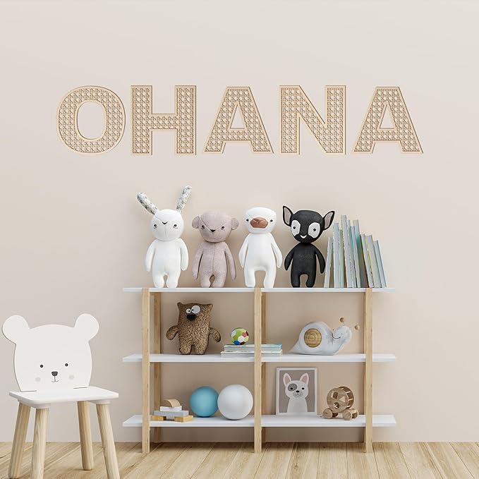 Large Boho Wooden Rattan Letters 12 inch for Nursery Decor Wood Letter U Wall Decors for Baby Girl Boy Bedroom Home Rustic Name Sign Birthday Wedding Decorative Letters