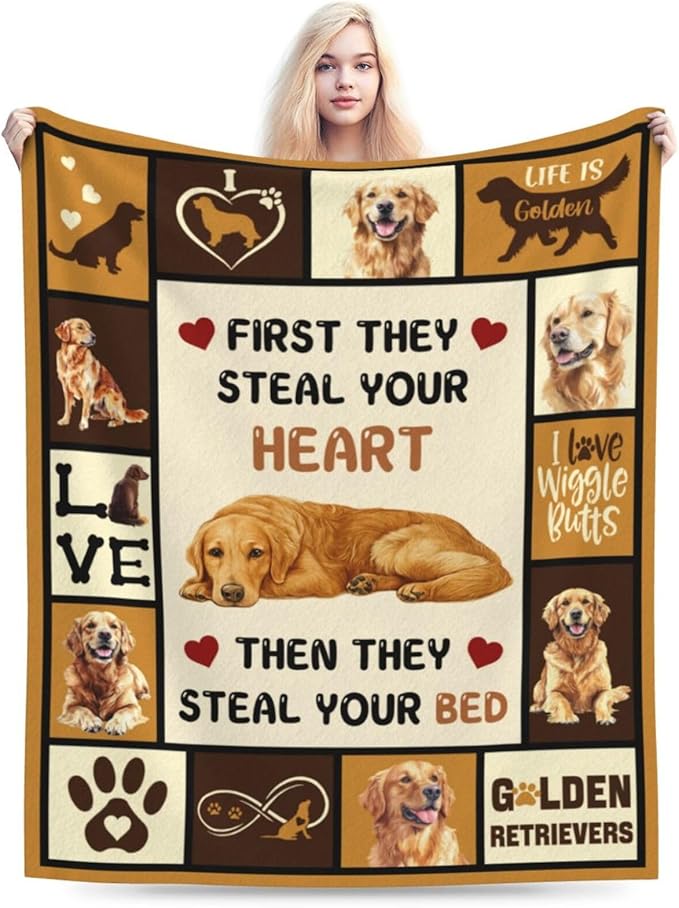 Golden Retriever Blanket Golden Retriever Throw Blanket Gifts Super Soft Flannel Lightweight Fluffy Plush Fuzzy Fleece Dog Decor Blanket for Woman Girl Kids Boys for Bed Sofa Bedding 50"X60"