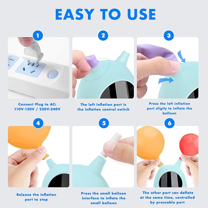 Balloon Pump Electric, SPLAKS Balloons Inflator Air Pump Portable Balloon Blower for Garland Arch, Party Decoration