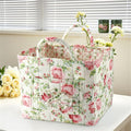 Boho Fabric Storage Basket, Collapsible Floral Laundry Nursery Hamper, Portable Folding Organizer Bin for Home Office Picnic Clothes Toys Books Sundries Storage (Floral 3)