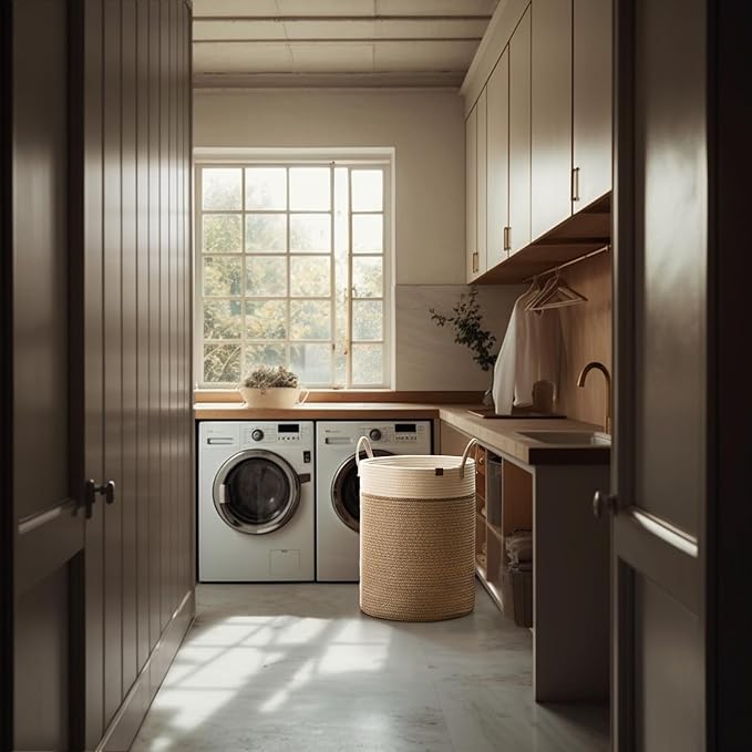 LA JOLIE MUSE Woven Rope Storage Baskets - Tall Cotton Laundry Basket, Kids Toy & Nursery Clothes Hamper - XL