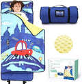 ACRABROS Toddler Nap Mat with Pillow and Blanket, Extra Large Rolled Napping Mats,Slumber Bags for Boys Girls,Kids Sleeping Bag for Daycare, Preschool Travel Camping, Crosswalk Car