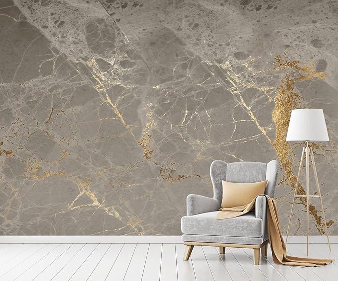 -Gold Abstract Marble Texture Bedroom Wallpaper XT15 M 140" x 91"