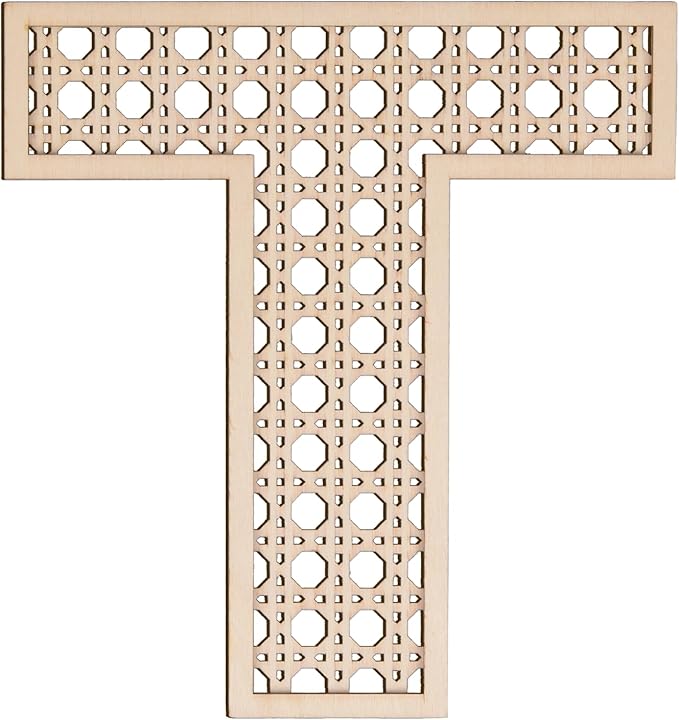 She Love Large Boho Wooden Rattan Letters 12 inch for Nursery Decor Wood Letter T Wall Decors for Baby Girl Boy Bedroom Home Rustic Name Sign Birthday Wedding Decorative letters