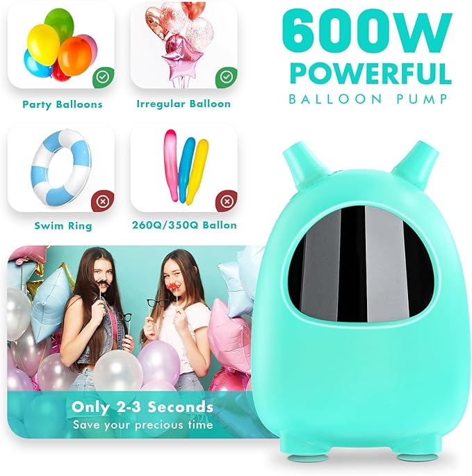 Balloon Pump Electric, SPLAKS Balloons Inflator Air Pump Portable Balloon Blower for Garland Arch, Party Decoration