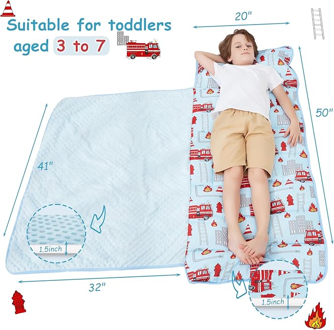 softan Toddler Nap Mat with Pillow and Blanket, Extra Large Rolled Napping Mats,Slumber Bags for Boys Girls,Easy to Roll up,Kids Sleeping Bag for Daycare, Preschool Travel Camping